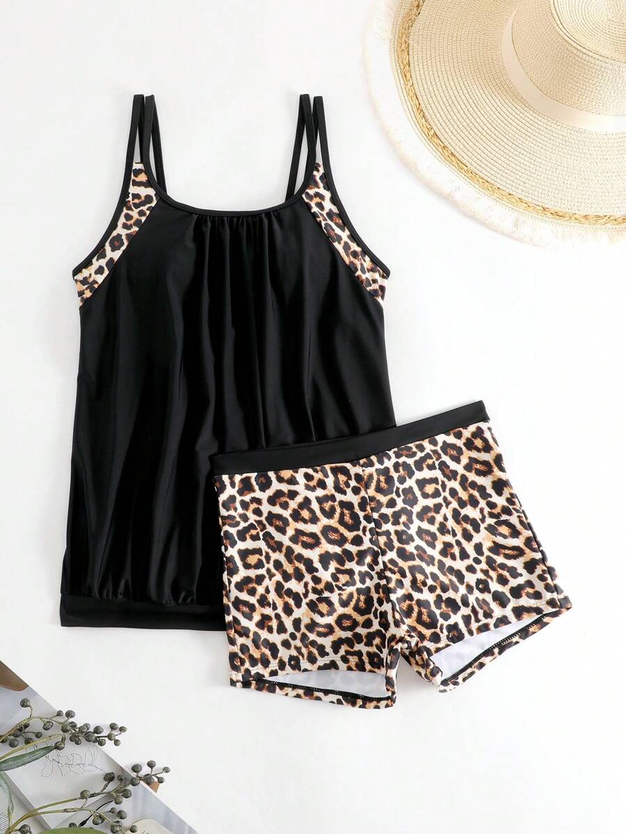 LuxeWave | Leopard Print Tankini Set