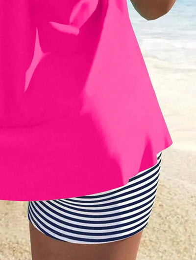 AquaLuxe | Chic Striped Tankini Set