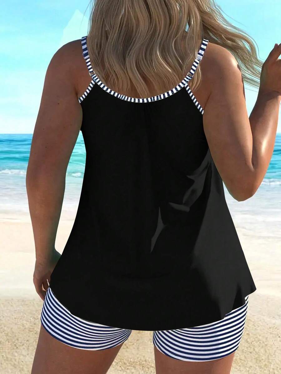 AquaLuxe | Chic Striped Tankini Set