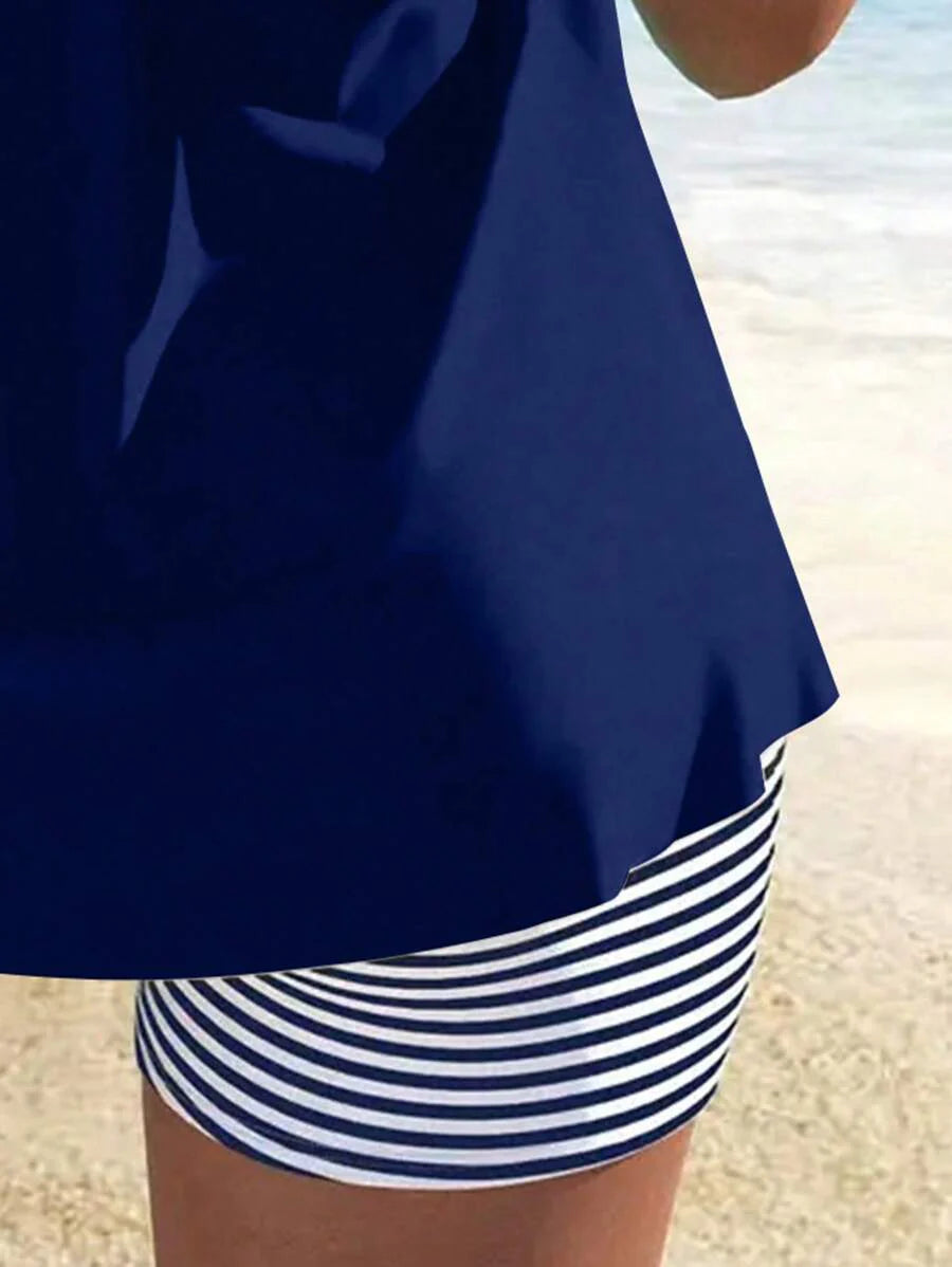 AquaLuxe | Chic Striped Tankini Set