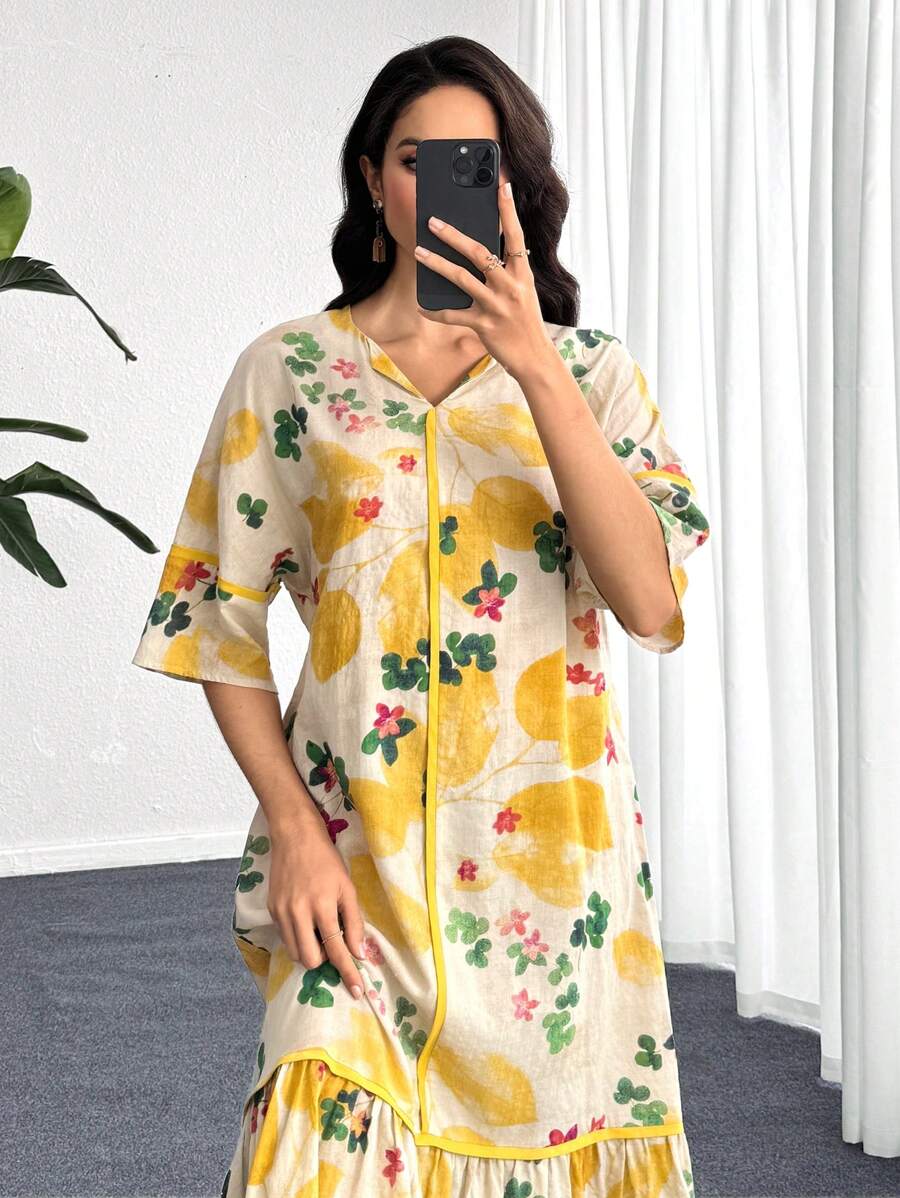 Flora | Floral Print Ruffle Dress