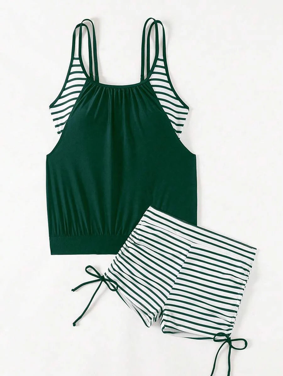 Lushie | Striped Double Strap Tankini